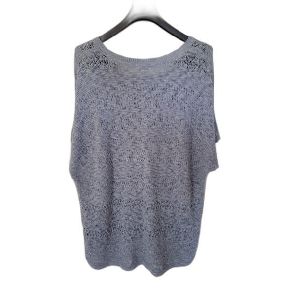 J. Jill Open Knit Short Sleeve High Low Sweater - Picture 2 of 4